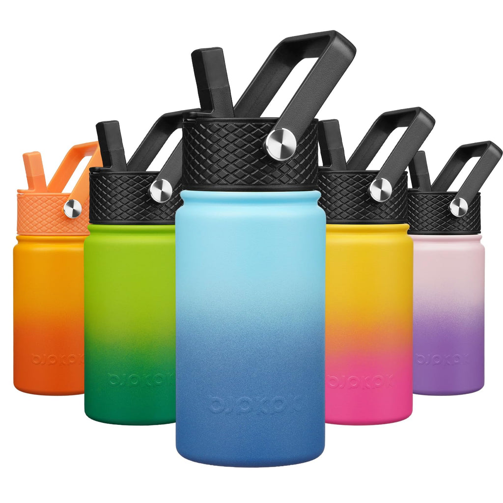 BJPKPK Insulated Water Bottle with Straw Lid, 15 oz Stainless Steel Metal Water Bottles, Reusable Leak Proof BPA Free Thermo, Flask, Cups - Lavender