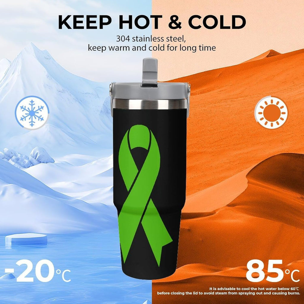 30 Oz Tumbler National Donate Life Month Stainless Steel Coffee Mug with Handle And Flip Straw Large Insulated Water Bottle for Women Men