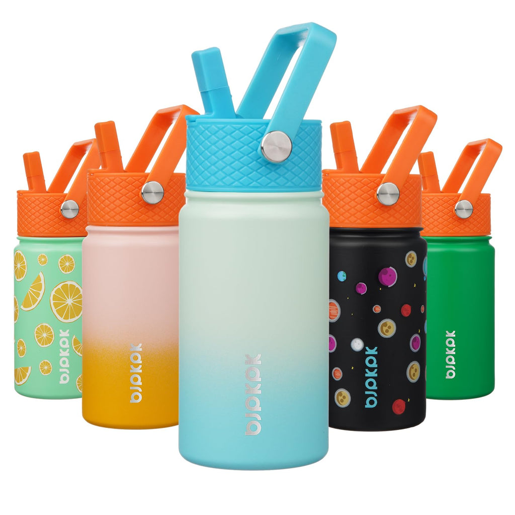 BJPKPK Insulated Water Bottle with Straw Lid, 15 oz Stainless Steel Metal Water Bottles, Reusable Leak Proof BPA Free Thermo, Flask, Cups - Lavender