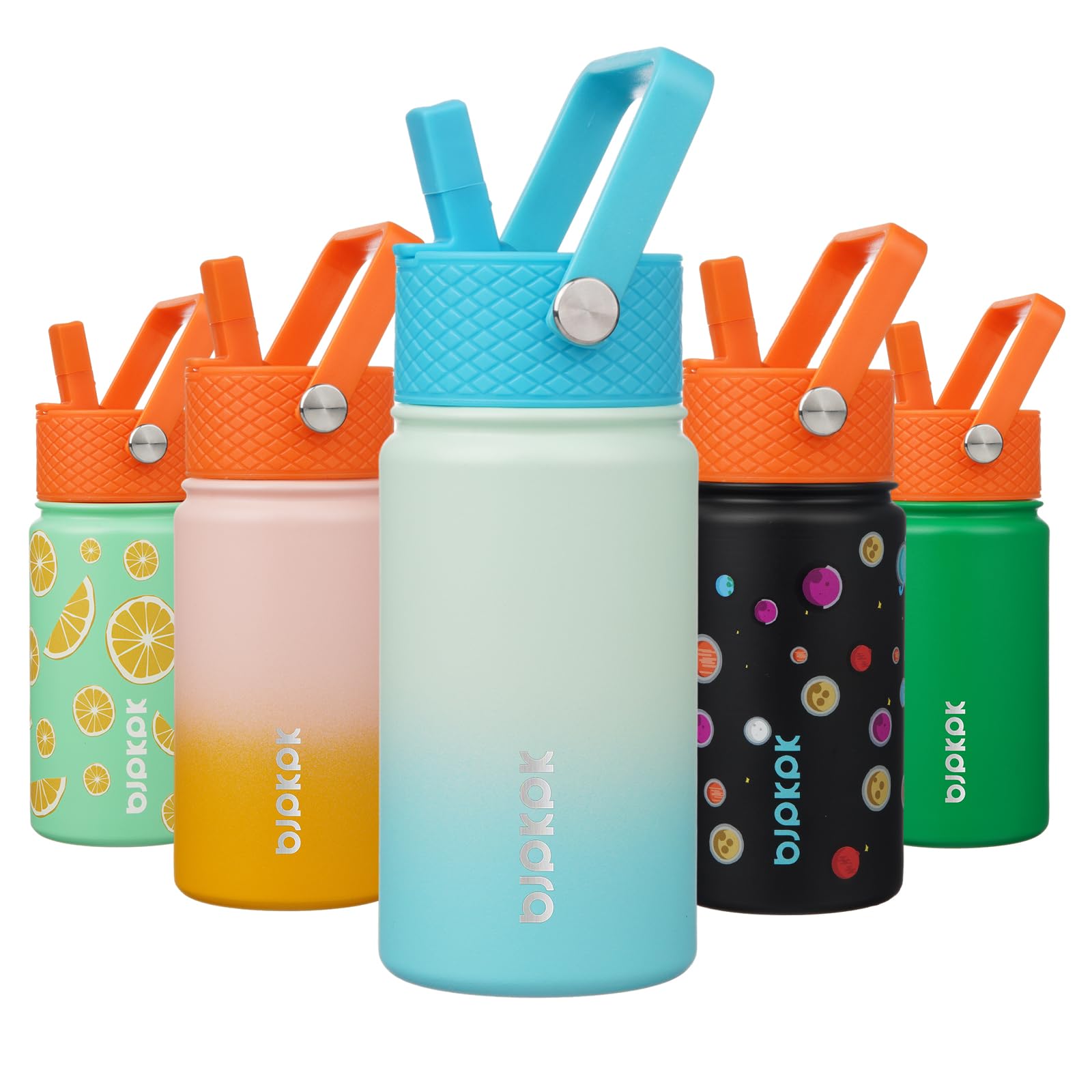 BJPKPK Insulated Water Bottle with Straw Lid, 15 oz Stainless Steel Metal Water Bottles, Reusable Leak Proof BPA Free Thermo, Flask, Cups - Lavender