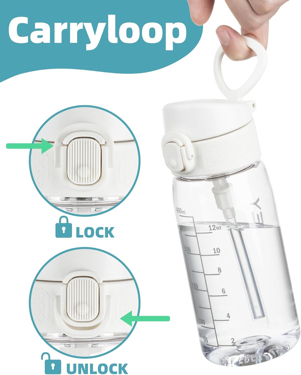 OLDLEY Kids Water Bottles with Straw 420ml/14oz BPA Free Tritan Water Bottle with Handle Leakproof School Sports Drinking Bottle for Toddler Boys Girls,Transparent