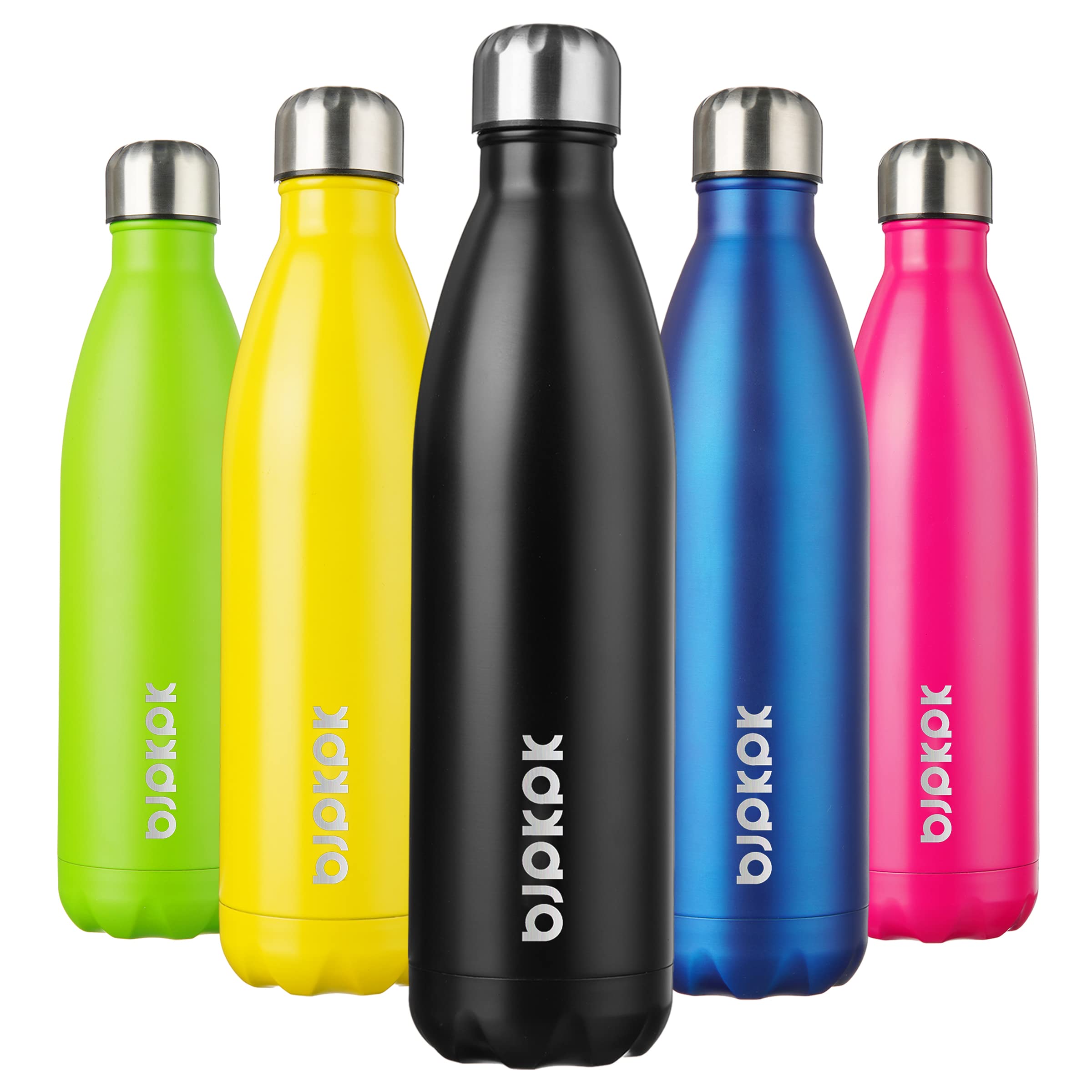 BJPKPK 12oz Water Bottles Stainless Steel Double Wall Vacuum Insulated Small Water Bottles for Travel,Sea Blue