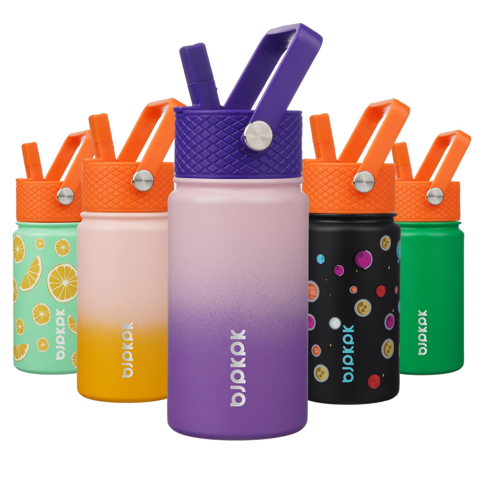 BJPKPK Insulated Water Bottle with Straw Lid, 15 oz Stainless Steel Metal Water Bottles, Reusable Leak Proof BPA Free Thermo, Flask, Cups - Lavender
