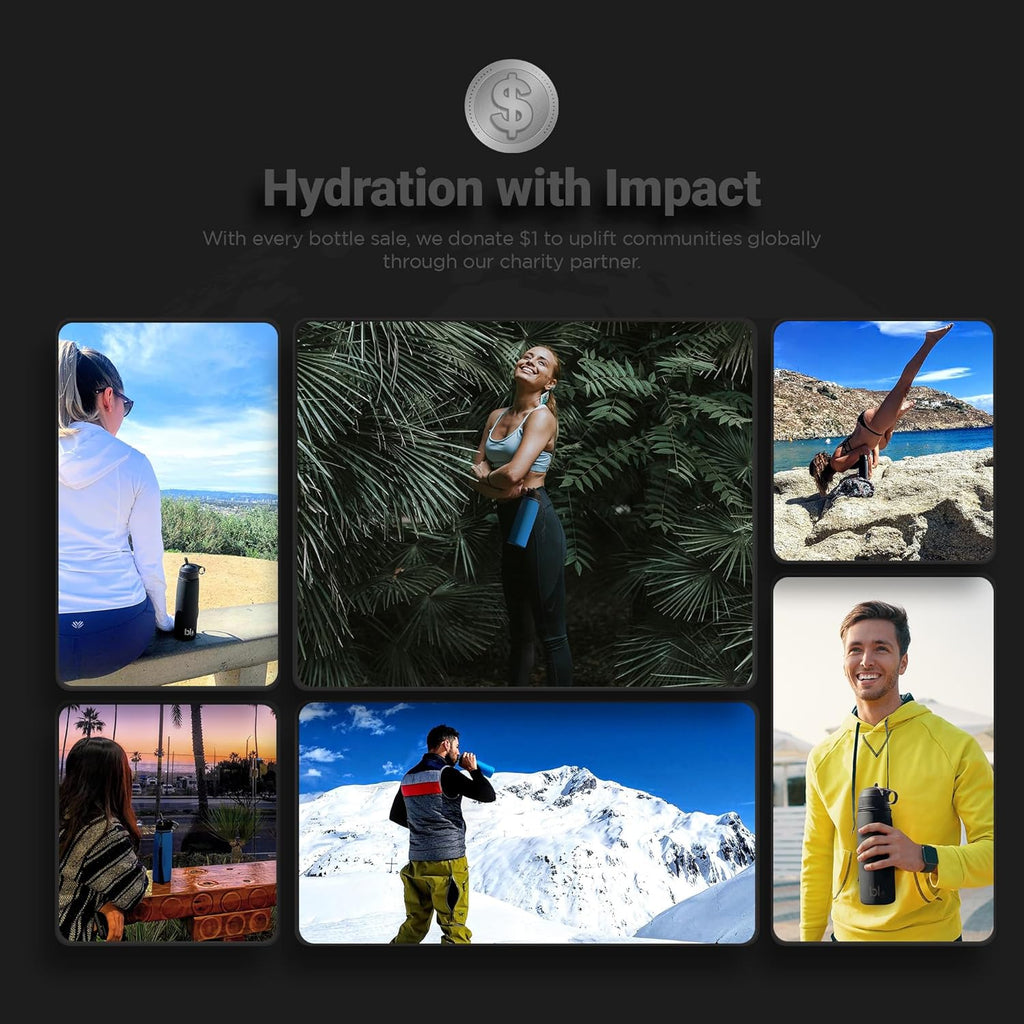 BLU ALL-IN-ONE | Vacuum Insulated Stainless Steel Water Bottle Flask With a pH Filter (26oz) | Made in the USA | Alkaline Water Filter Bottle | Removes 99.99% contaminants (pH - Blue)