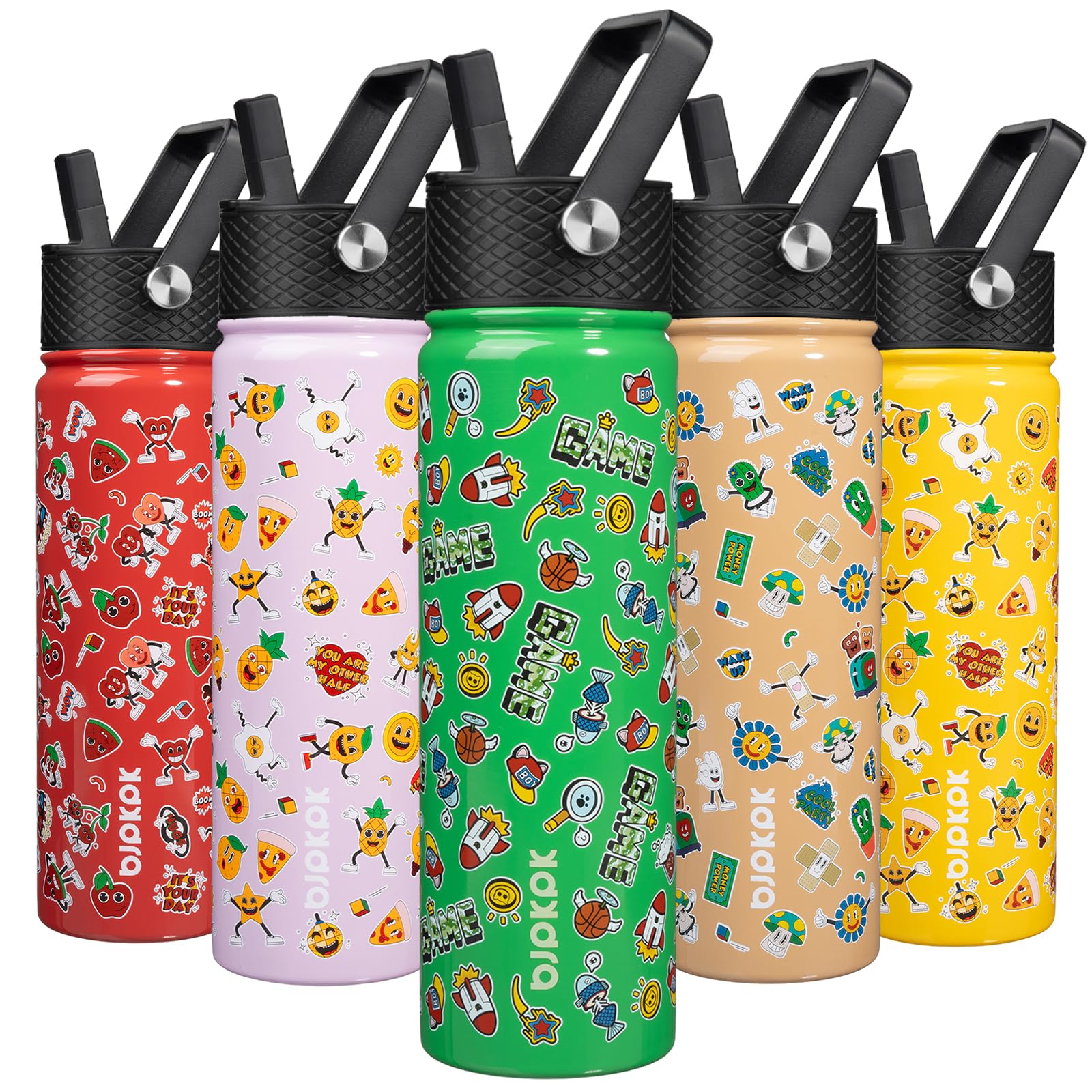 BJPKPK Insulated Water Bottle with Straw Lid, 15 oz Stainless Steel Metal Water Bottles, Reusable Leak Proof BPA Free Thermo, Flask, Cups - Lavender