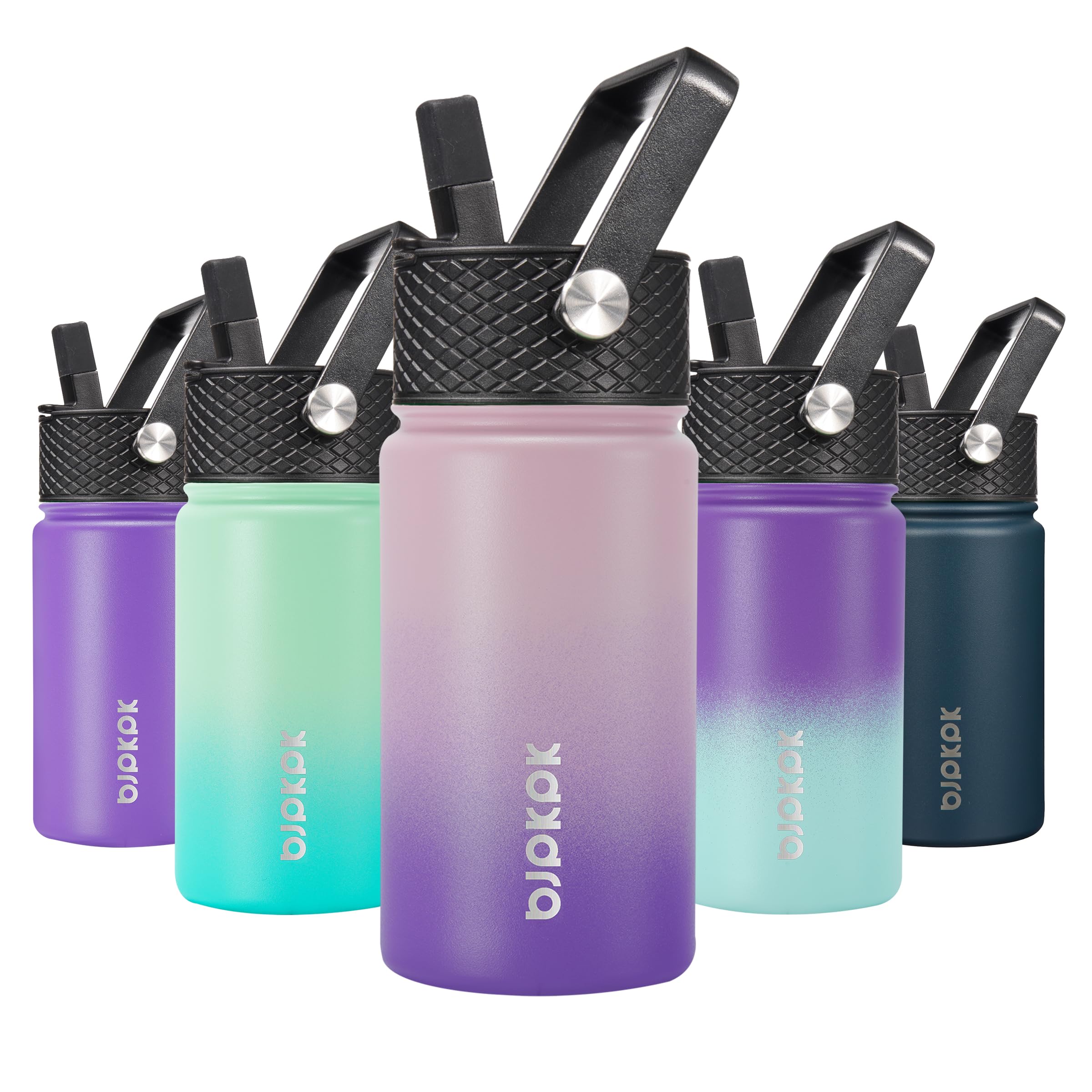 BJPKPK Insulated Water Bottle with Straw Lid, 15 oz Stainless Steel Metal Water Bottles, Reusable Leak Proof BPA Free Thermo, Flask, Cups - Lavender