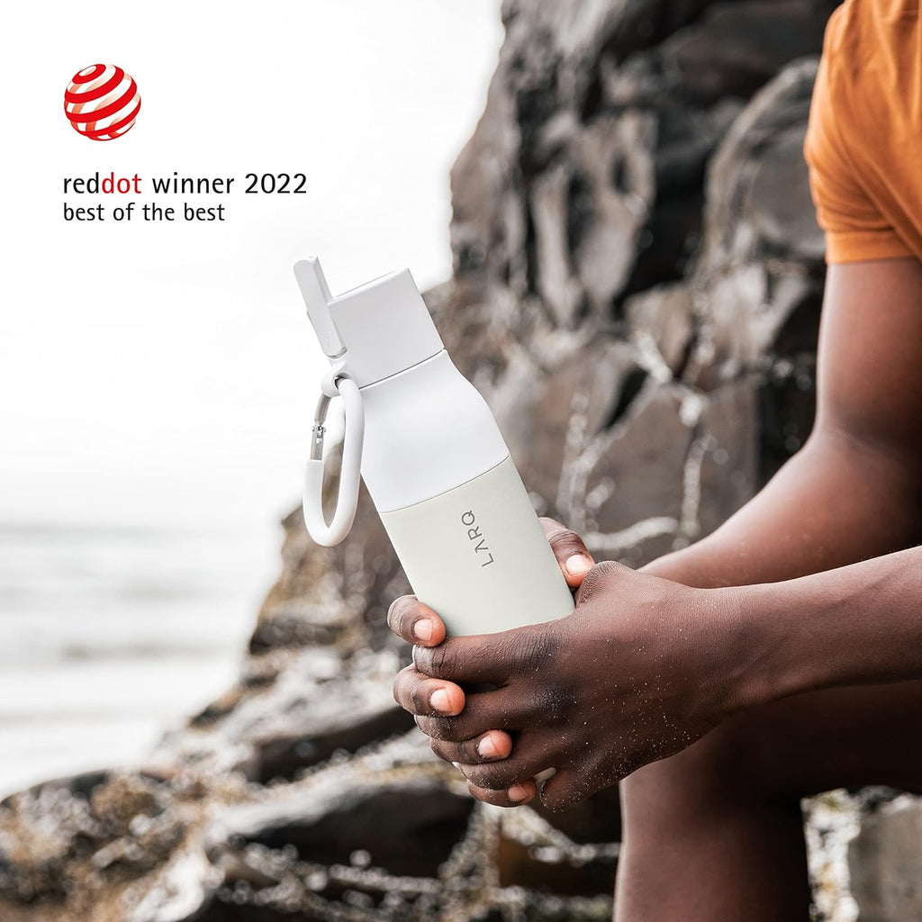 LARQ Bottle Filtered - Insulated Stainless Steel Water Bottle BPA Free with Nano Zero Technology and Long-Lasting Filters, Granite White, 25oz