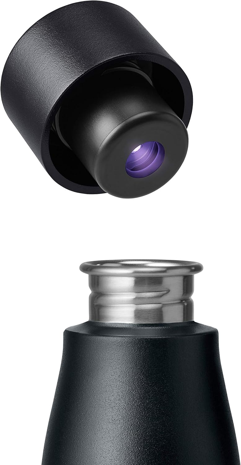 LARQ Bottle Movement PureVis 32 oz- Lightweight Self-Cleaning and Non-Insulated Stainless Steel Water Bottle with UV Water Purifier | Reusable & Travel Friendly, 1-Year Warranty, Black/Onyx