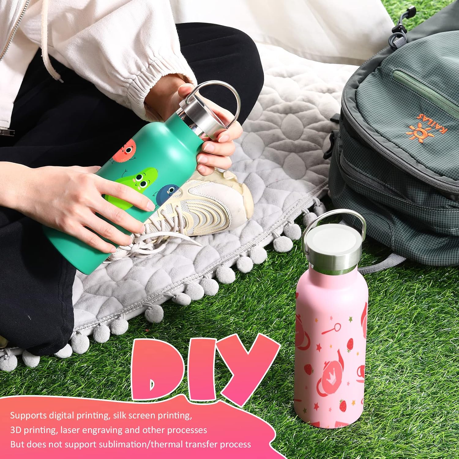 Mimorou 10 Pcs 17 oz Stainless Steel Sports Water Bottle Insulated Reusable Water Bottles with Handle Metal Bottle for Hikers Gift, 10 Colors