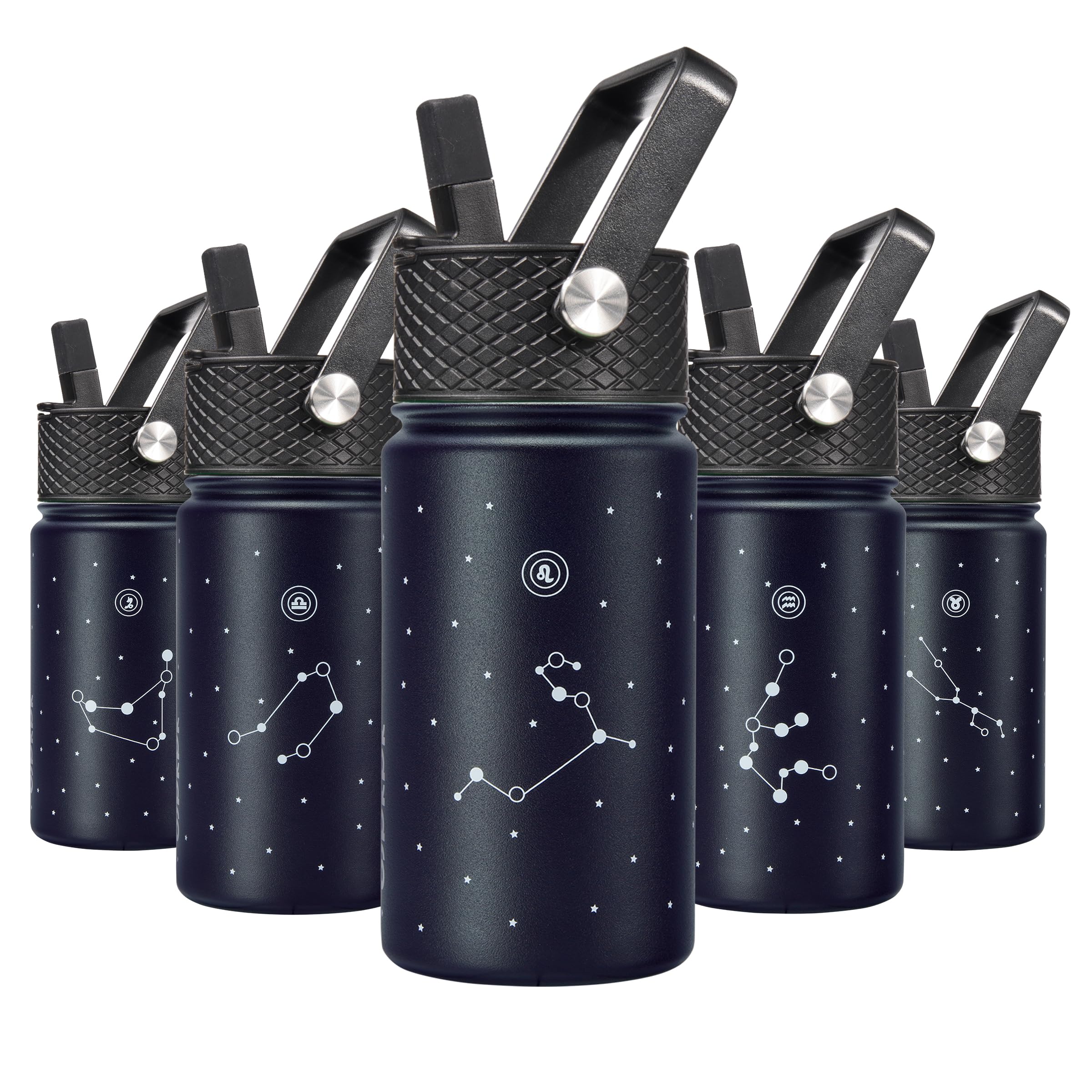 BJPKPK Insulated Water Bottle with Straw Lid, 15 oz Stainless Steel Metal Water Bottles, Reusable Leak Proof BPA Free Thermo, Flask, Cups - Lavender