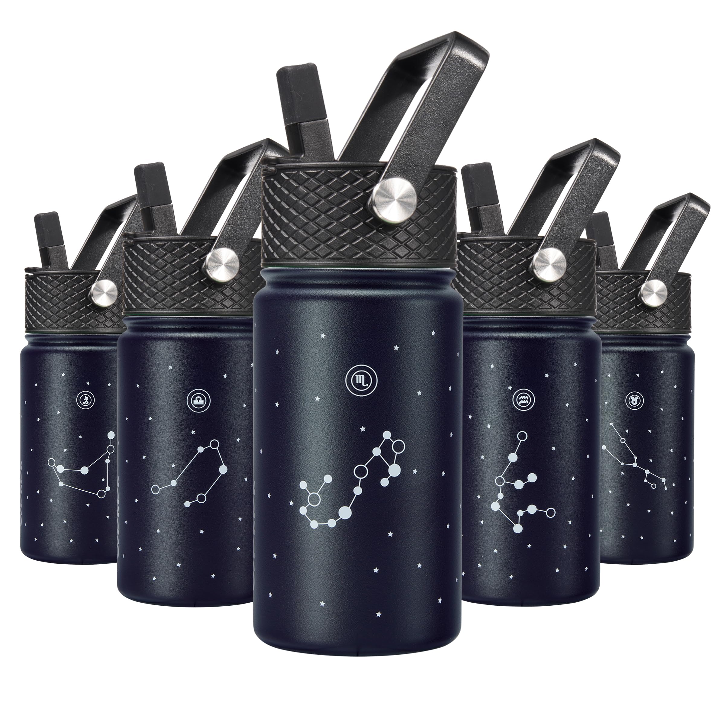 BJPKPK Insulated Water Bottle with Straw Lid, 15 oz Stainless Steel Metal Water Bottles, Reusable Leak Proof BPA Free Thermo, Flask, Cups - Lavender